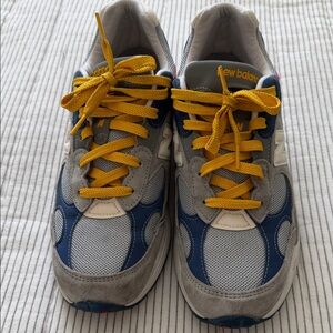 New Balance Mens Sneakers with Blue, Gray, and Yellow